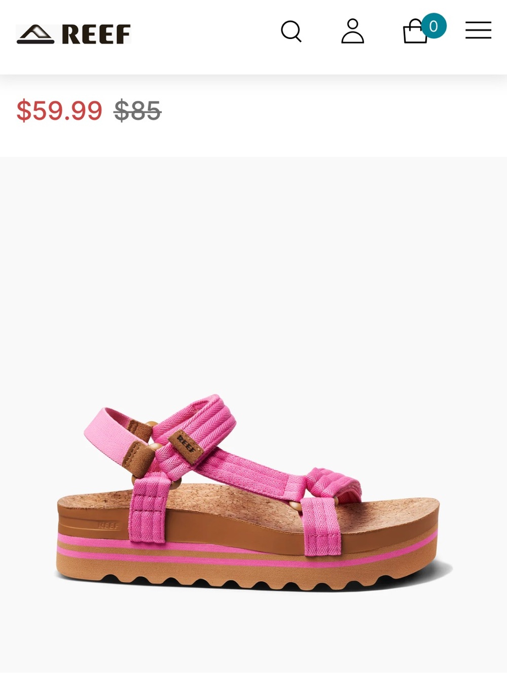 Reef Women's Pink Cork Platform Sandal